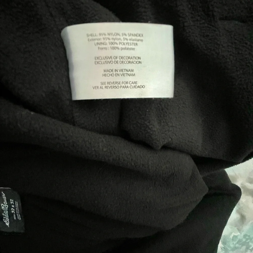 Eddie Bauer Men's Fleece Lined Water Resistant Black Pants 32 x 32